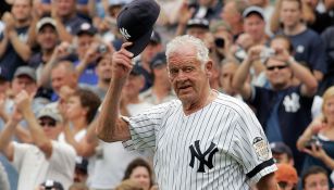 Don Larsen, en un homenaje con los Yankees