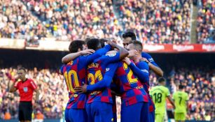 Jugadores del Barcelona en celebración 