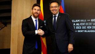 Messi y Bartomeu durante una reunión en el club 
