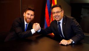 Lionel Messi y Bartomeu en las instalaciones blaugrana 