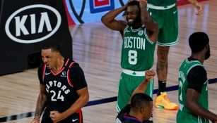 Powell celebra ante el lamento de los Celtics