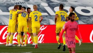 Jugadores del Cádiz celebran el gol 