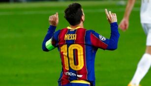 Lionel Messi luego de anotar gol con el Barcelona