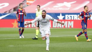 Sergio Ramos festejando su gol anotado ante el Barcelona