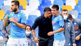 Gattuso y Lozano en un partido del Napoli 
