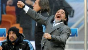 Diego Maradona en festejo como DT de Argentina