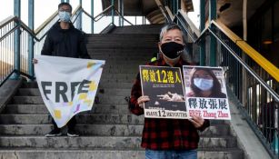 Ciudadanos chinos pidiendo justicia por Zhang Zhan