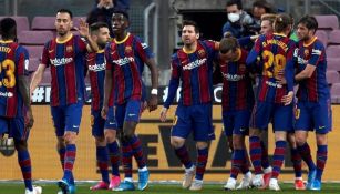 Jugadores del Barcelona en festejo de gol