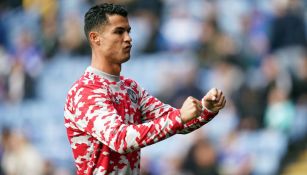 Cristiano Ronaldo reacciona durante calentamiento con el Manchester United