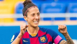 Jennifer Hermoso en festejo de gol con Barcelona