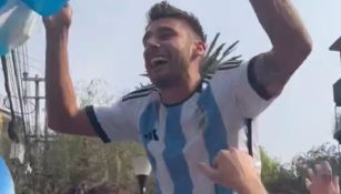 Toto Salvio en los festejos por triunfo de Argentina 