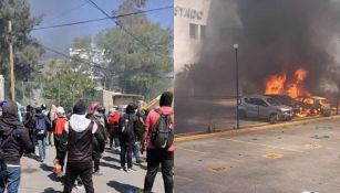 Estudiantes normalistas de Ayotzinapa atacan instalaciones de la Fiscal General de Guerrero