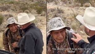 Inmigrante mexicano es rescatado por policía texano; el joven llorando, le agradeció