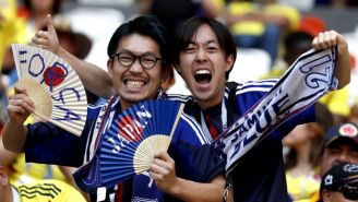 Seguidores de Japón en el juego entre su selección y Colombia