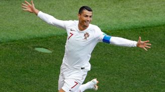 Cristiano Ronaldo celebra su tanto contra Marruecos 