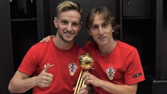 Modric y Rakitic sonríen luego de haber perdido Final frente a Francia 