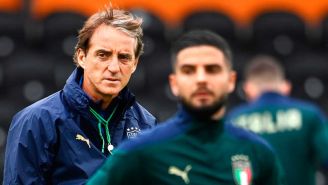 Mancini, en un entrenamiento de Italia