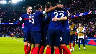 Selección de Francia celebra
