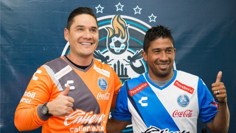 Muñoz y Marrugo, en su presentación como jugadores de Puebla