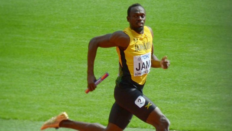 Usain Bolt, en una prueba de relevos