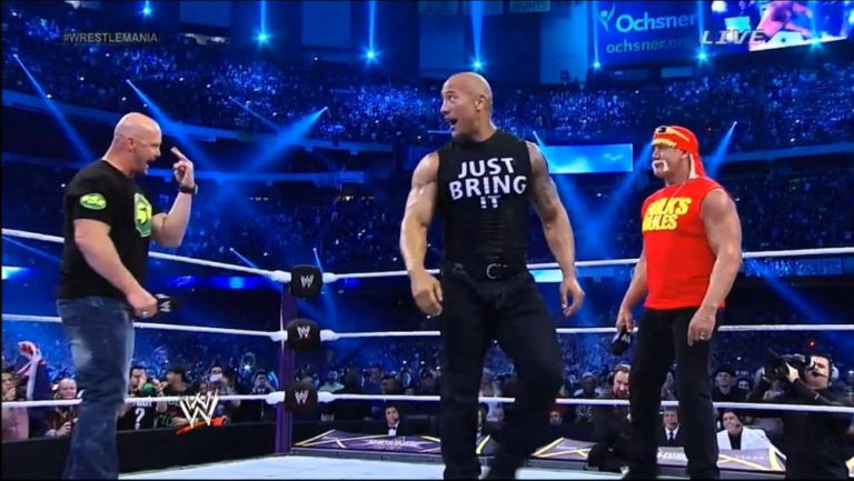 Stone Cold, The Rock y Hulk Hogan comparten el ring en WWE