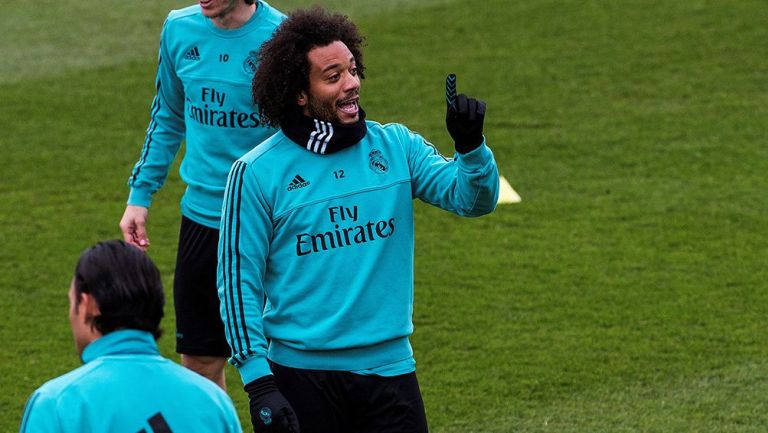 Marcelo, durante entrenamiento con el Real Madrid 
