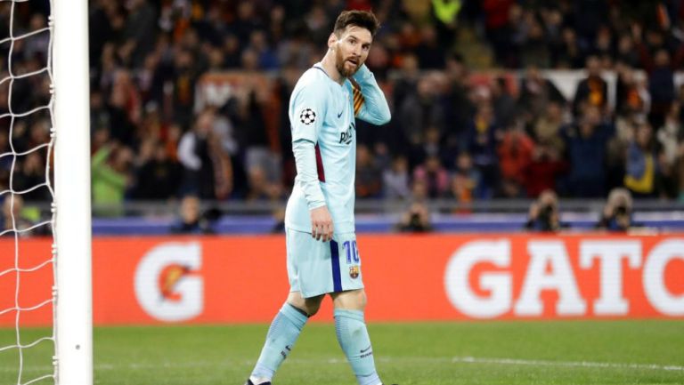 Lionel Messi al finalizar el partido contra la Roma