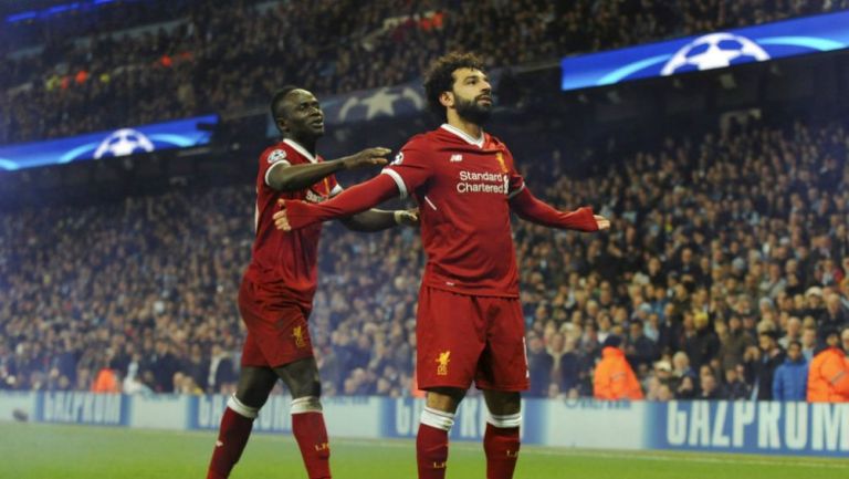 Mohamed Salah celebra gol contra el Man City