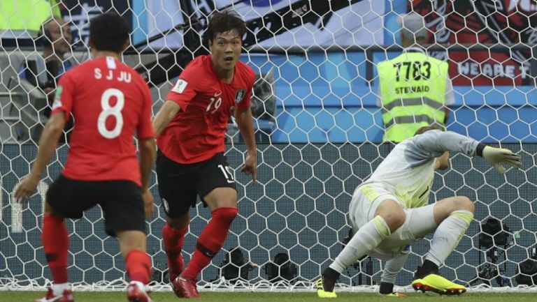 Young-Gwon Kim festeja su gol contra Alemania en Rusia 2018