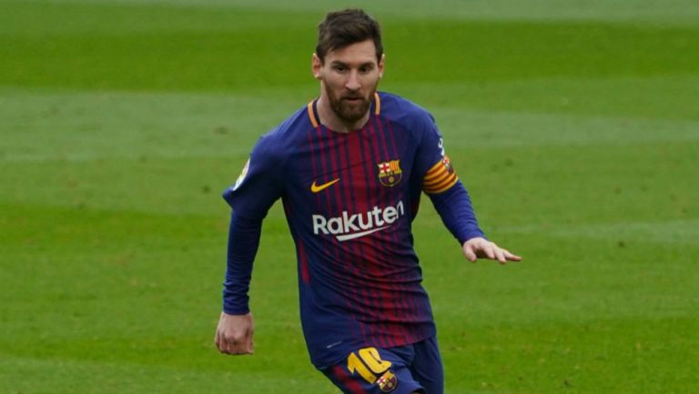 Messi, en un juego del Barça en la temporada 2017-18