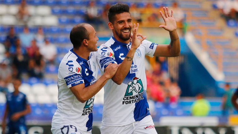 Jara celebra un gol en el Apertura 2018 con los Tuzos
