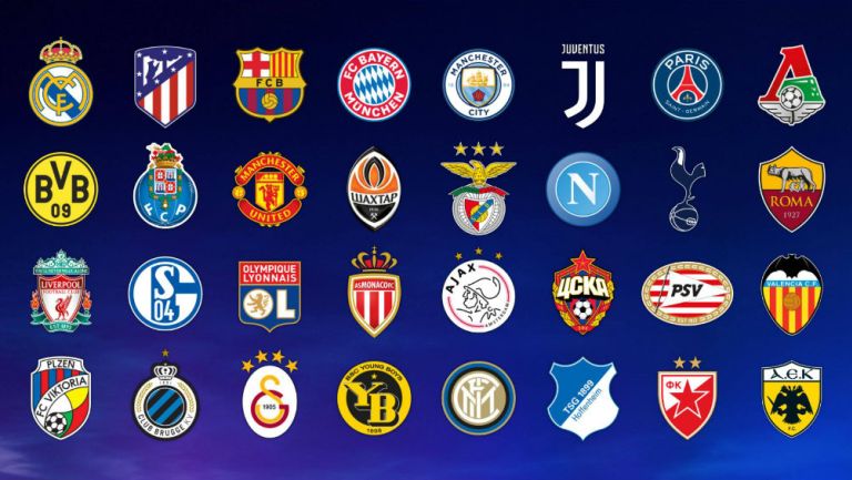 32 equipos de Fase de Grupos de Champions League