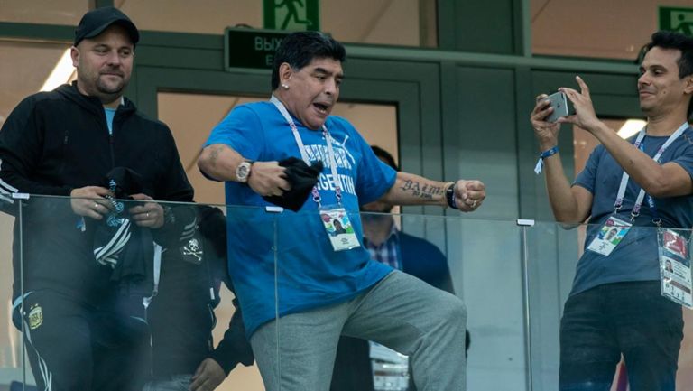 Maradona, durante un partido en el Mundial de Rusia 2018