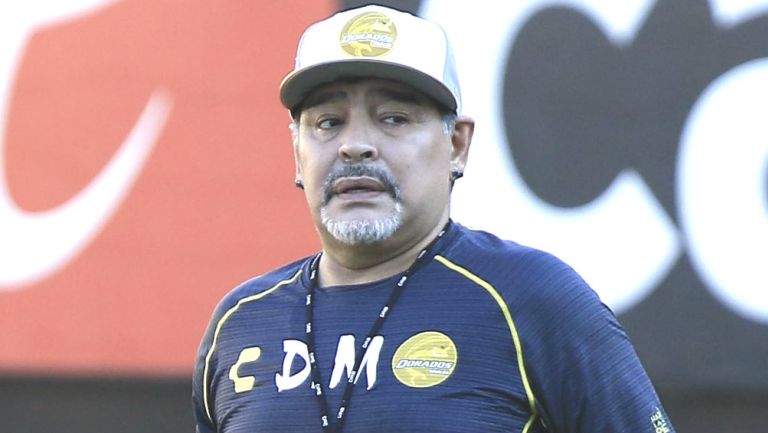Armando Maradona durante un entrenamiento con Dorados