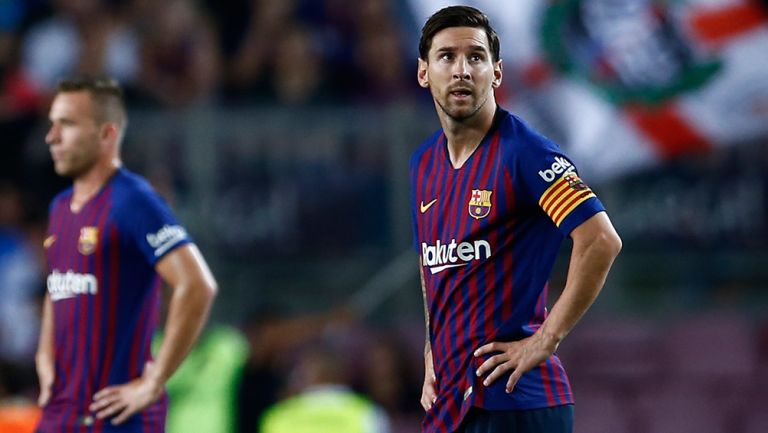 Messi se lamenta tras el empate del Barça frente al Girona