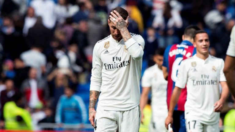 Sergio Ramos en lamento en el juego frente al Levante