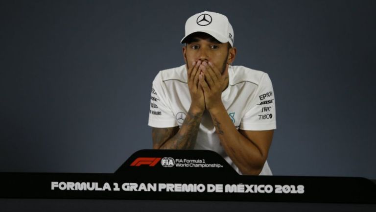 Hamilton durante la conferencia de prensa tras el GP de México