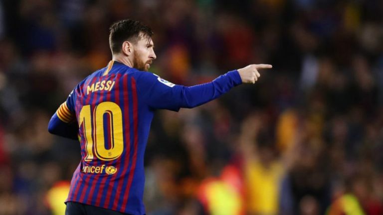 Messi durante un partido en el Camp Nou