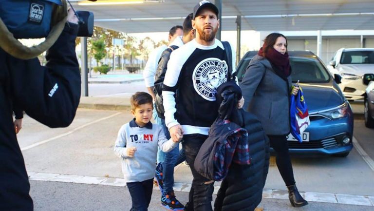 Messi y su hijo Thiago rumbo al Bernabéu 
