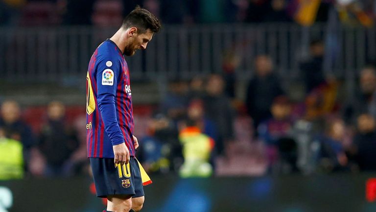 Messi, en un partido con el Barcelona 