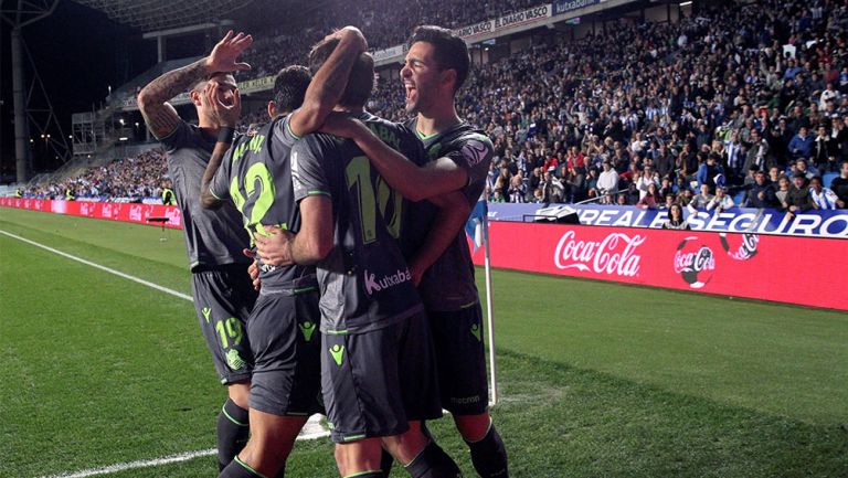 Real Sociedad festejando un gol ante el Leganés 
