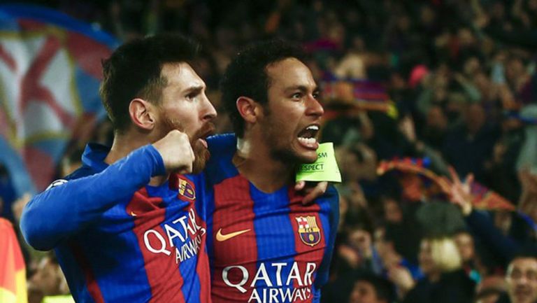 Messi y Neymar gritan la anotación del Barcelona