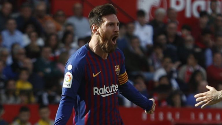Messi festeja un gol con el Barcelona en la Copa del Rey