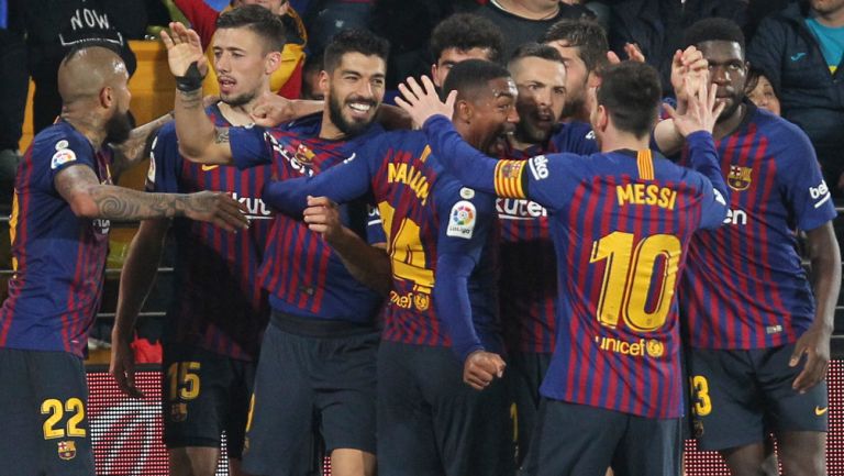 Barcelona festeja gol de Luis Suárez