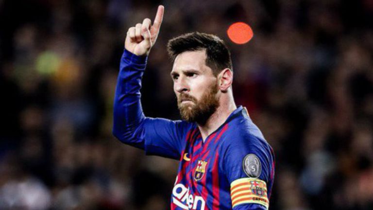 Lionel Messi celebra un gol con el Barcelona 