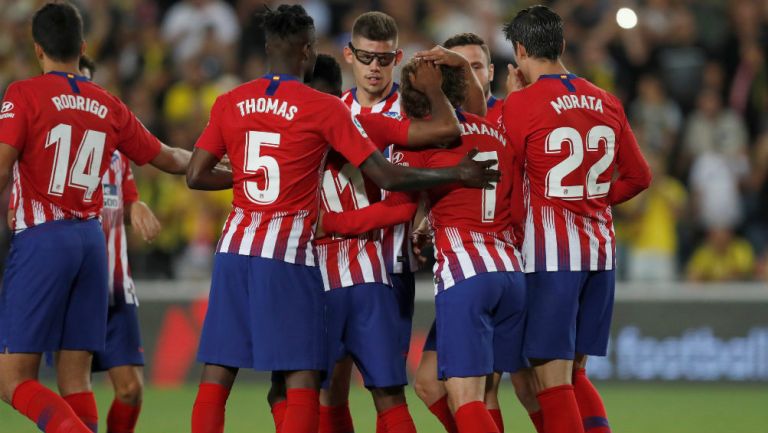 Atlético de Madrid celebra anotación en La Liga 