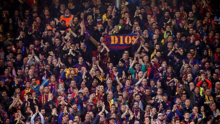 Aficionados del Barcelona durante un partido
