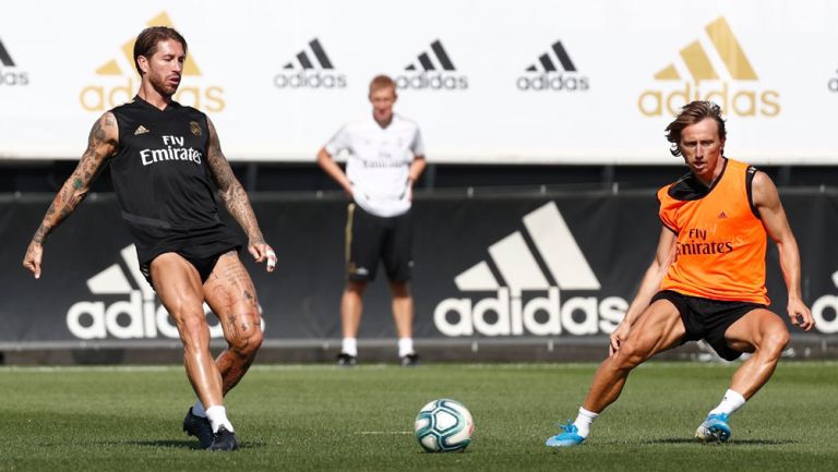 Sergio Ramos, durante un entrenamiento con el Real Madrid 