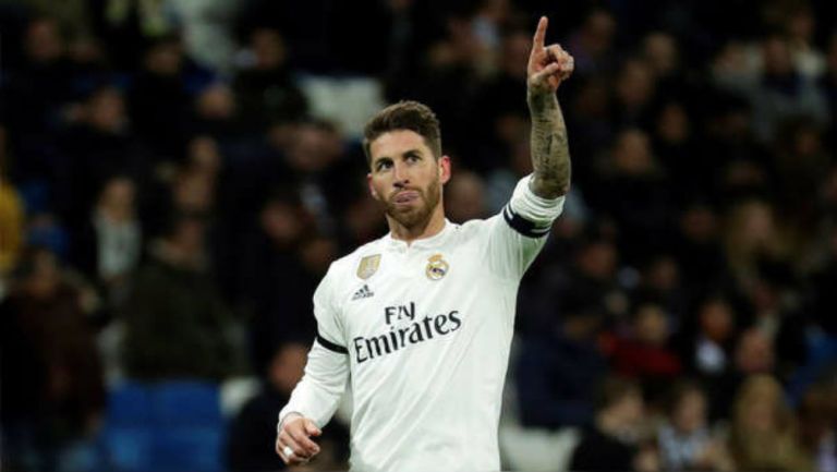 Sergio Ramos celebra una diana con el Real Madrid