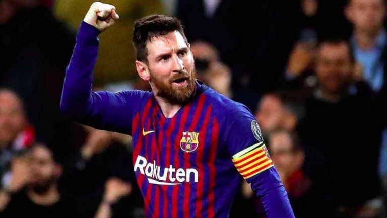 Messi celebra un gol con Barcelona 